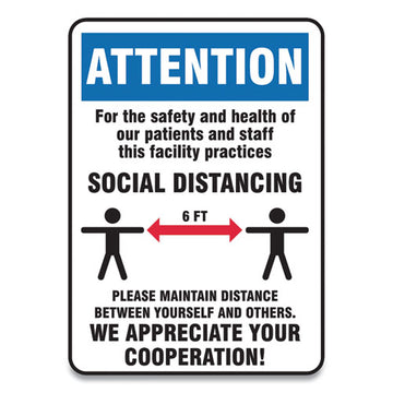 Accuform® Social Distance Signs, Wall, 7 X 10, Patients And Staff Social Distancing, Humans-arrows, Blue-white, 10-pack freeshipping - TVN Wholesale